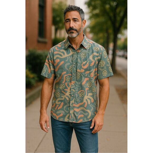 Howler Brothers Men's 2XL Geometric Multicolor Short Sleeve Shirt - Picture 3 of 5